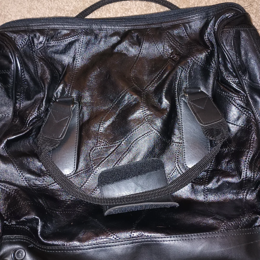 Men's Black Patchwork‎ Genuine Leather Bag Set